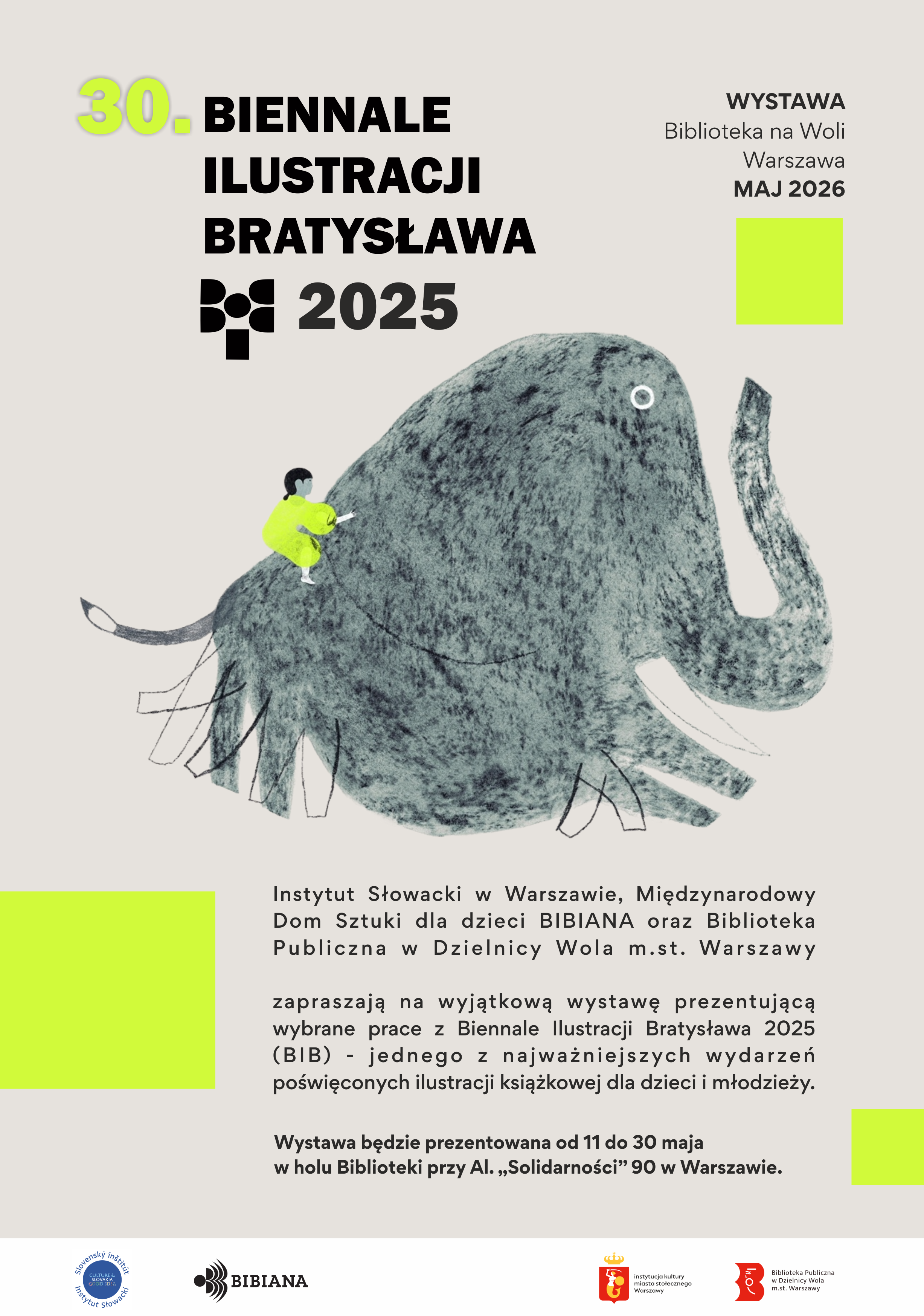 Plagát k výstave Ocenení ilustrátori na BIB 20025 Biblioteka Publicnzna w Dzielnicy m.st. Warszawa