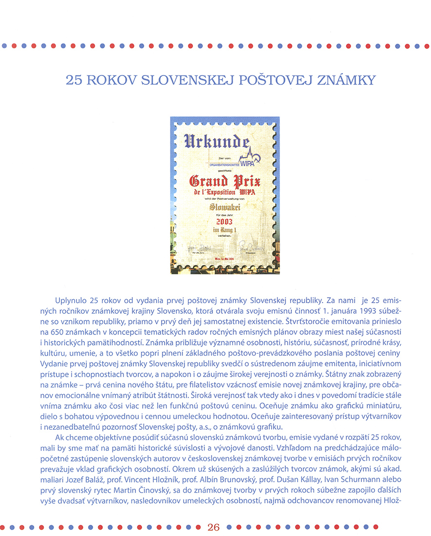 25 rokov slovenskej známkovej tvorby - 3